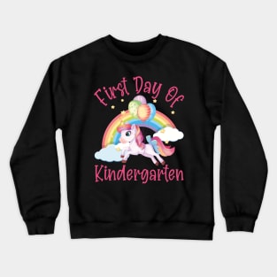 Cutesy Unicorn and Rainbow | First Day of Kindergarten Crewneck Sweatshirt